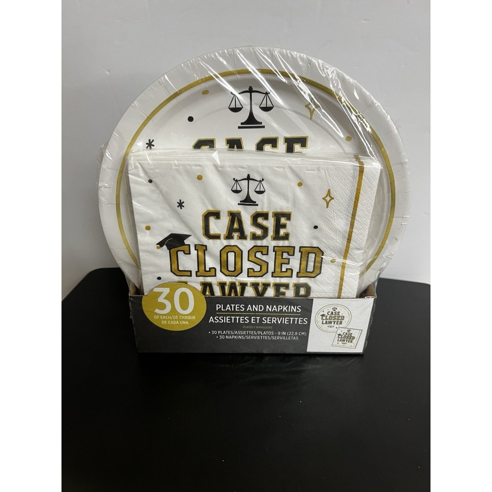 Law School Graduation Plates & Napkins Black White Set 30 Each NEW